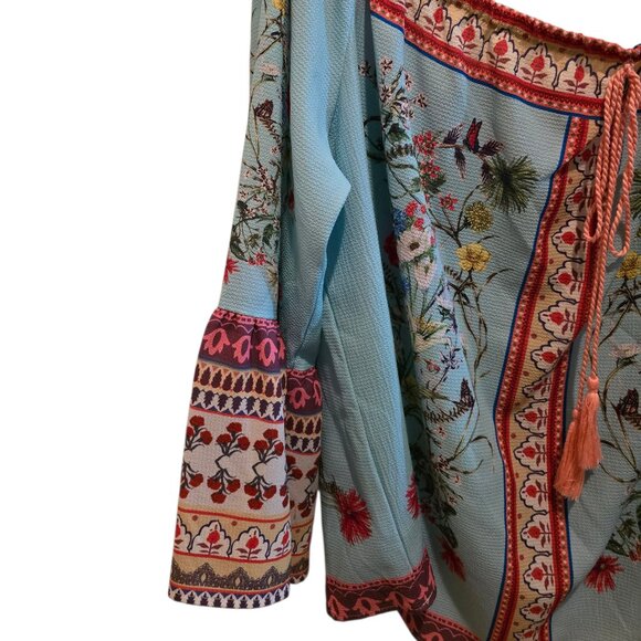 Umgee Floral Off Shoulder Bell Sleeve Top BoHo 1X - Picture 3 of 9